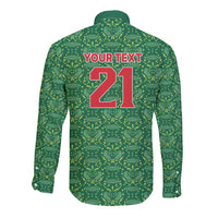 Mexico WC26 Custom Long Sleeve Button Shirt Minimalist Aztec Eagle Green Color