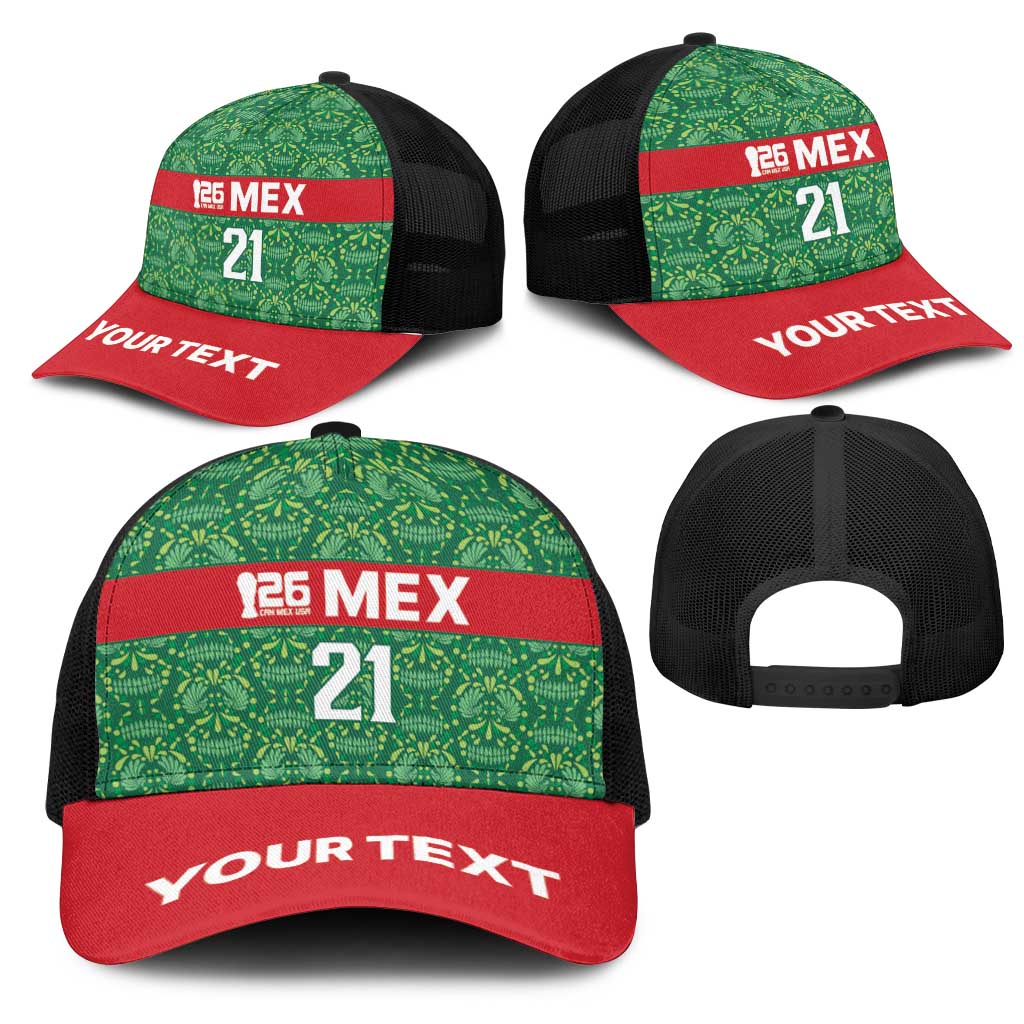 Mexico WC26 Custom Mesh Trucker Cap Minimalist Aztec Eagle Green Color