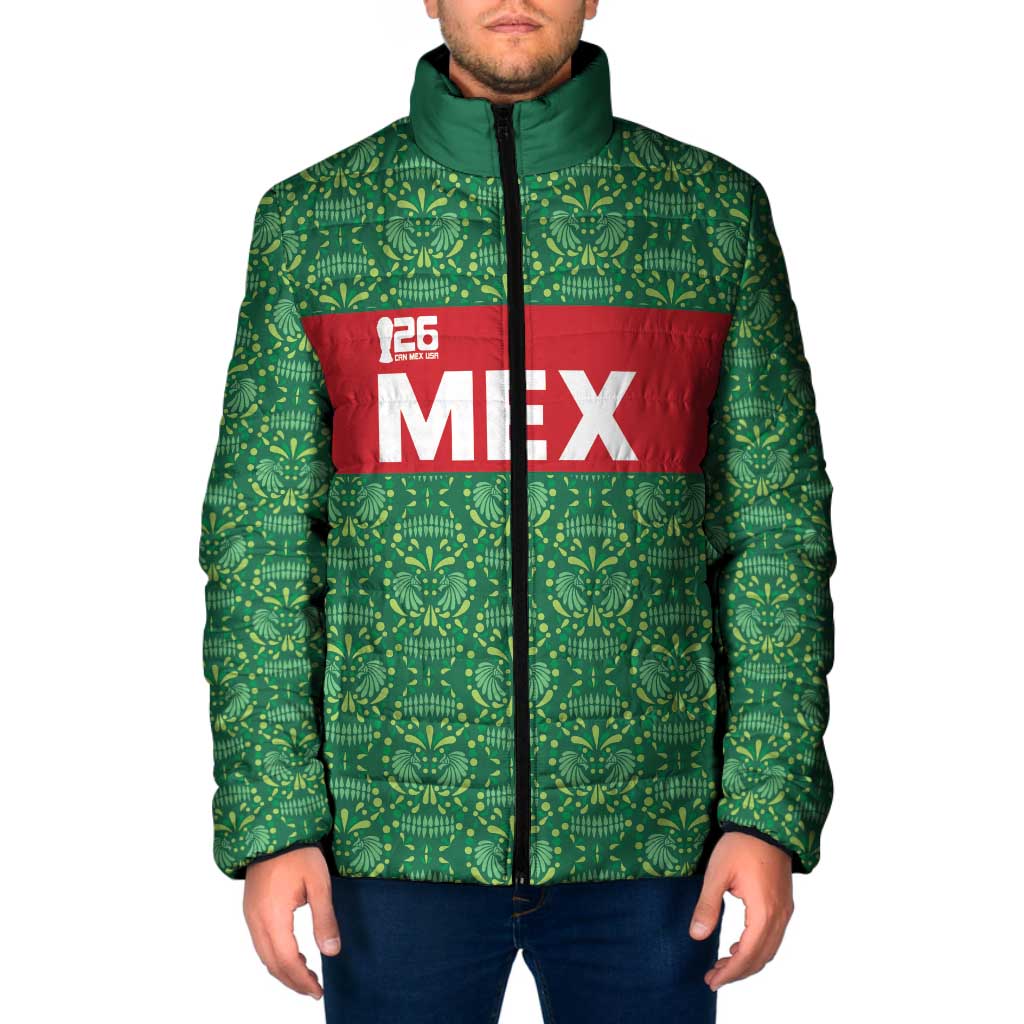 Mexico WC26 Custom Padded Jacket Minimalist Aztec Eagle Green Color