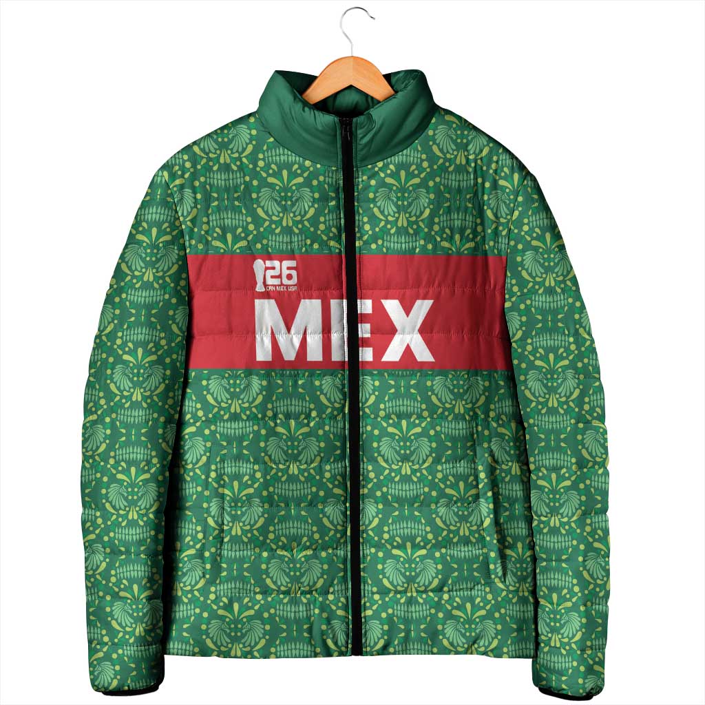 Mexico WC26 Custom Padded Jacket Minimalist Aztec Eagle Green Color