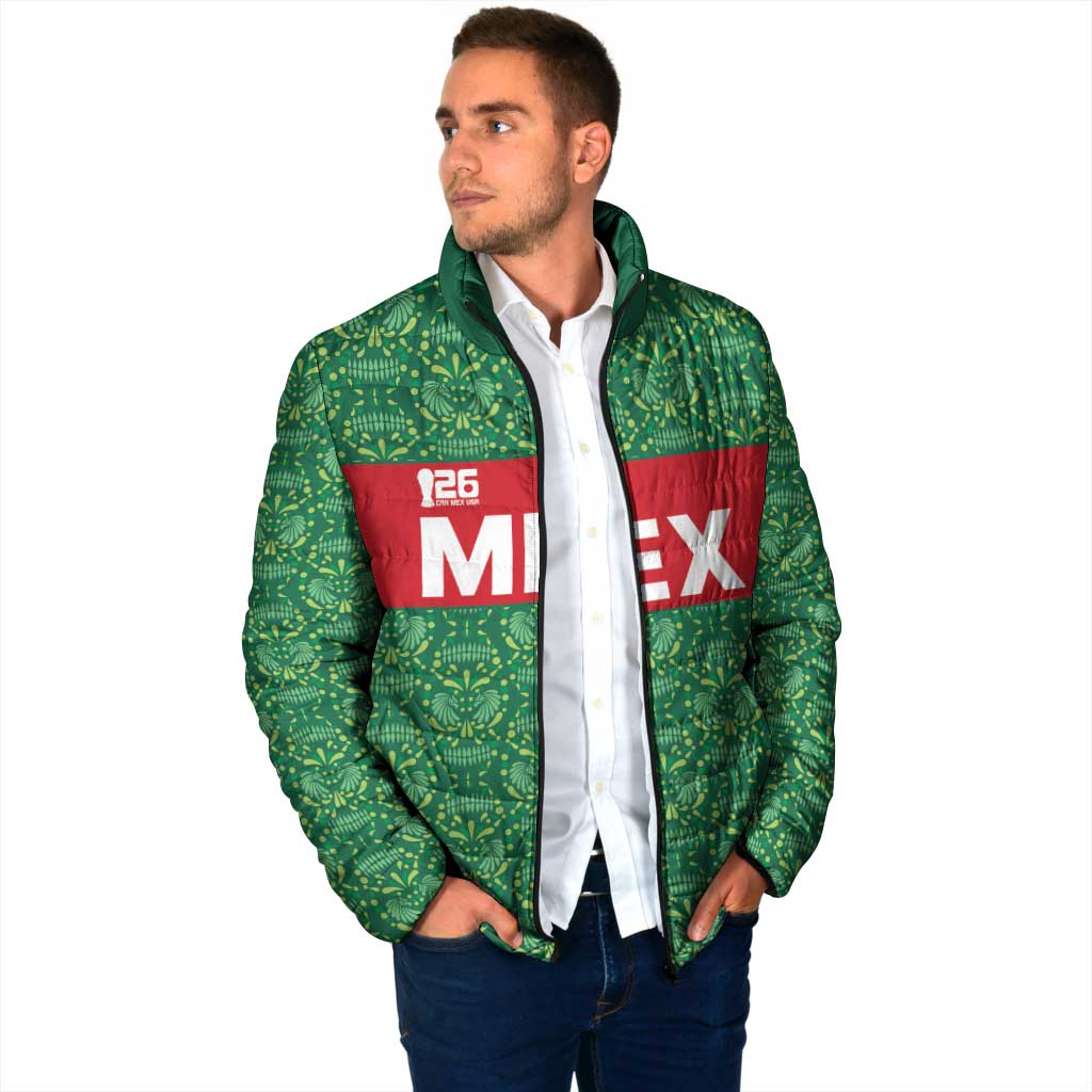 Mexico WC26 Custom Padded Jacket Minimalist Aztec Eagle Green Color