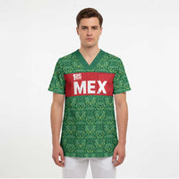 Mexico WC26 Custom Scrub Top Minimalist Aztec Eagle Green Color