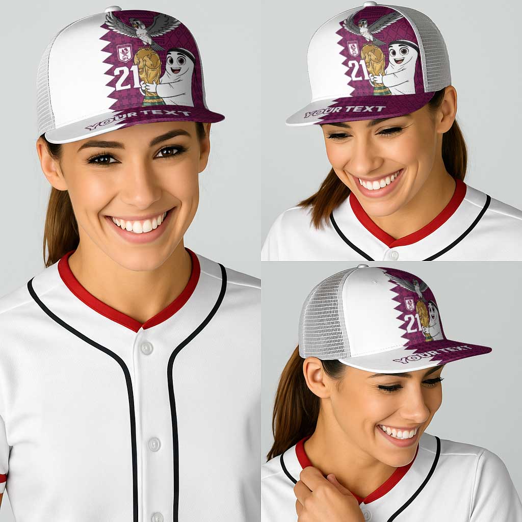 Qatar WC26 Custom Baseball Net Cap Funny La'eeb with Arabic Pattern
