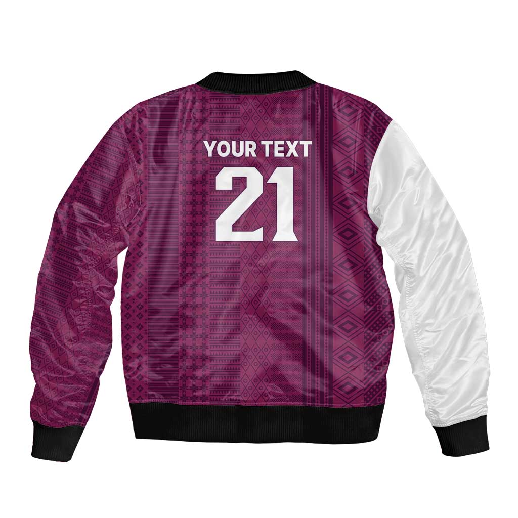 Qatar WC26 Custom Bomber Jacket Funny La'eeb with Arabic Pattern