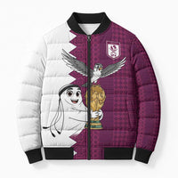 Qatar WC26 Custom Bomber Puffer Jacket Funny La'eeb with Arabic Pattern