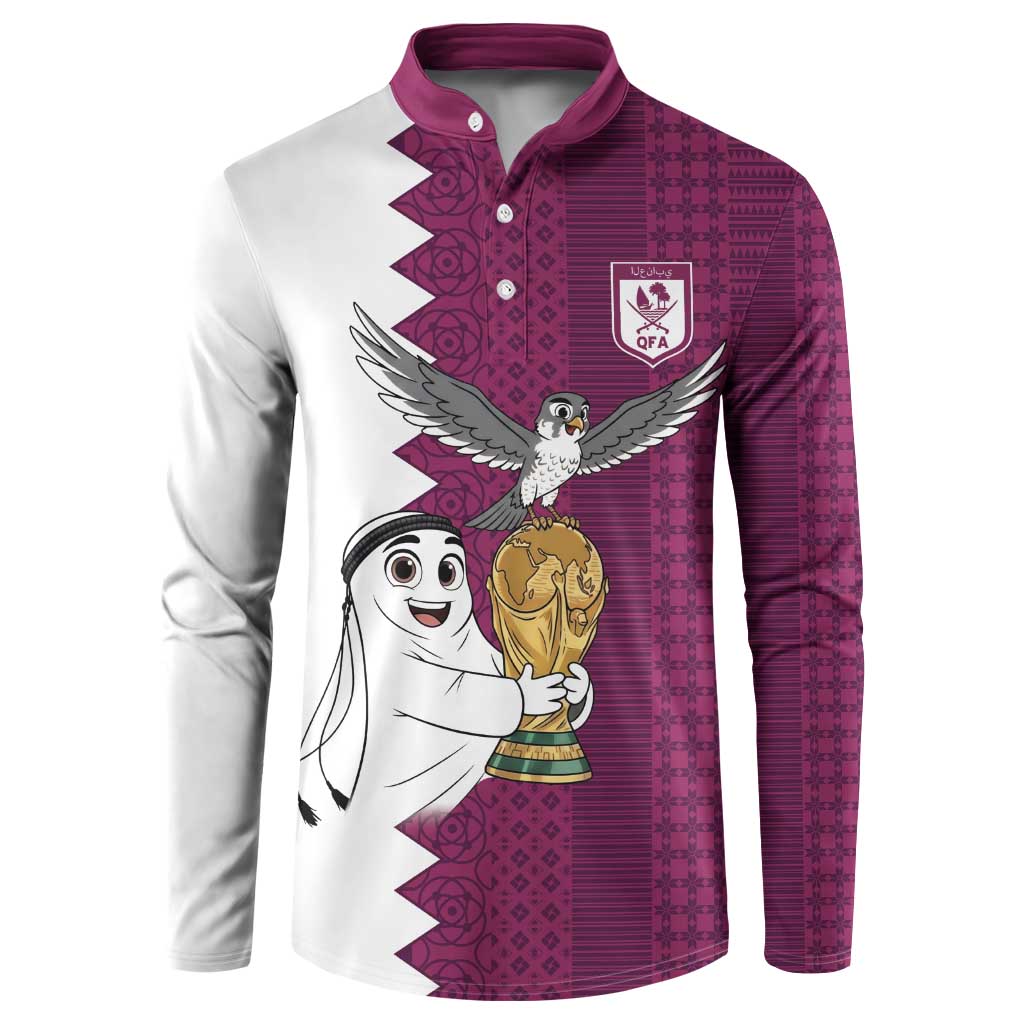 Qatar WC26 Custom Button Sweatshirt Funny La'eeb with Arabic Pattern