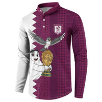 Qatar WC26 Custom Button Sweatshirt Funny La'eeb with Arabic Pattern