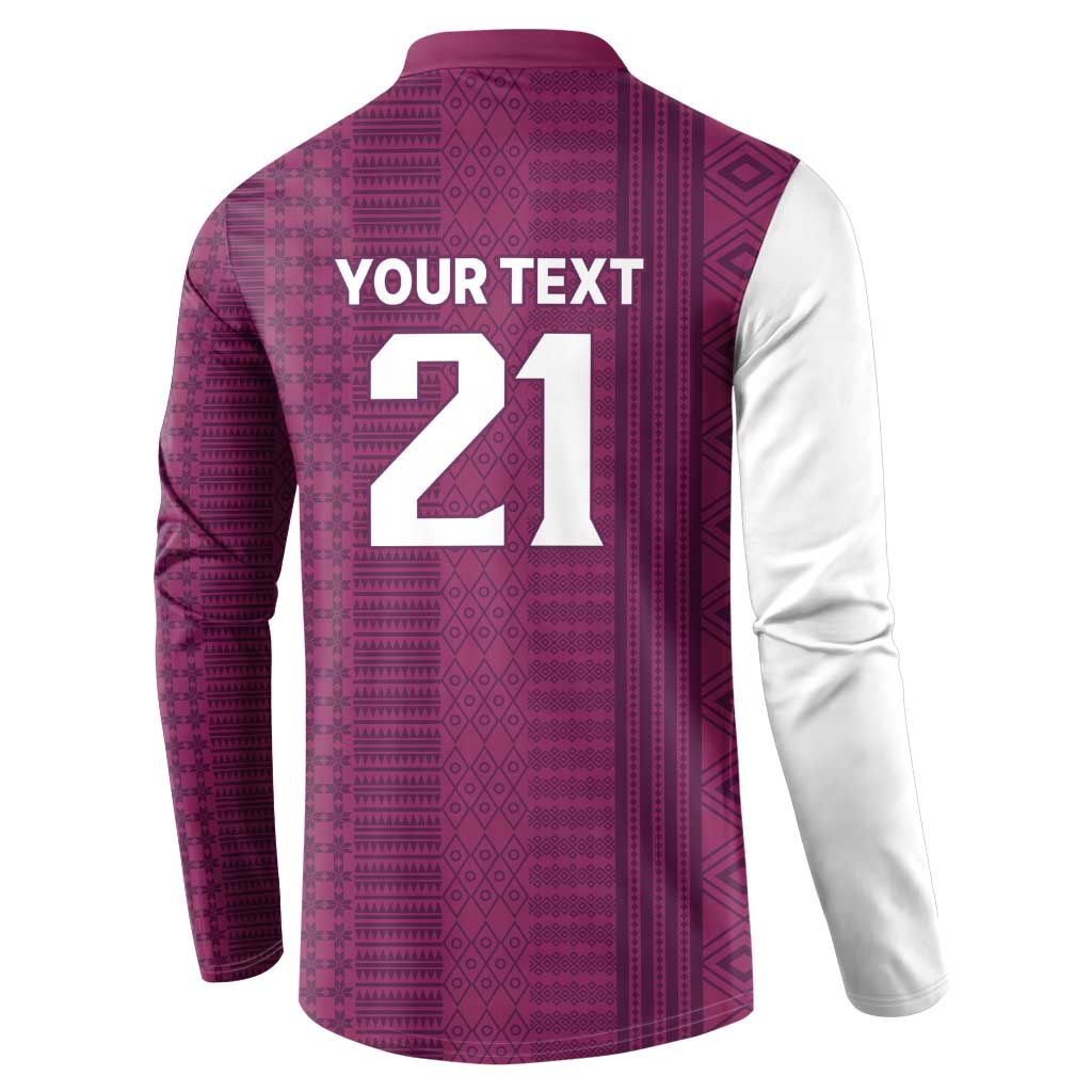 Qatar WC26 Custom Button Sweatshirt Funny La'eeb with Arabic Pattern
