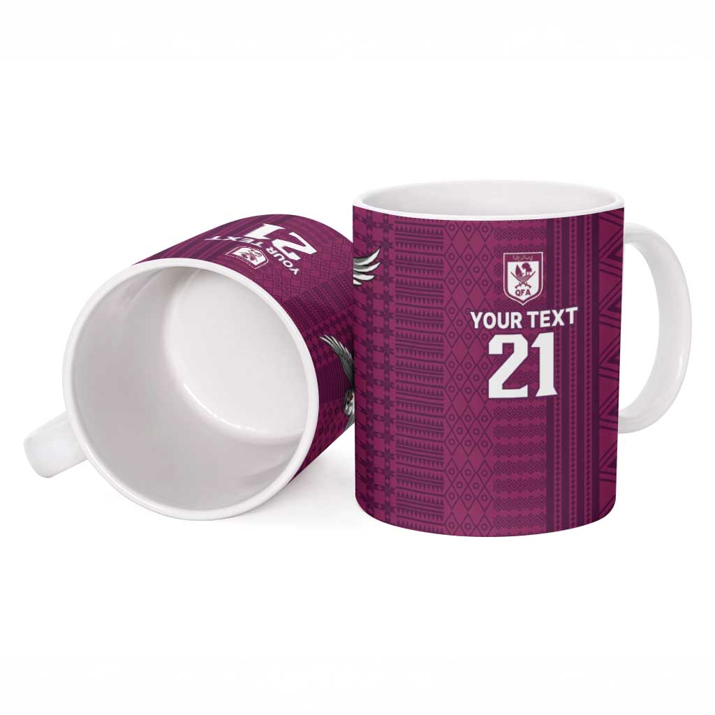 Qatar WC26 Custom Ceramic Mug Funny La'eeb with Arabic Pattern