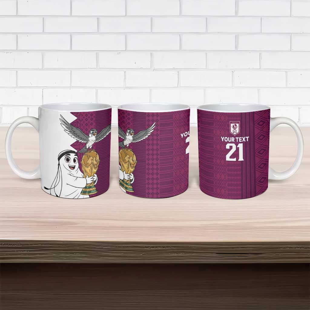 Qatar WC26 Custom Ceramic Mug Funny La'eeb with Arabic Pattern