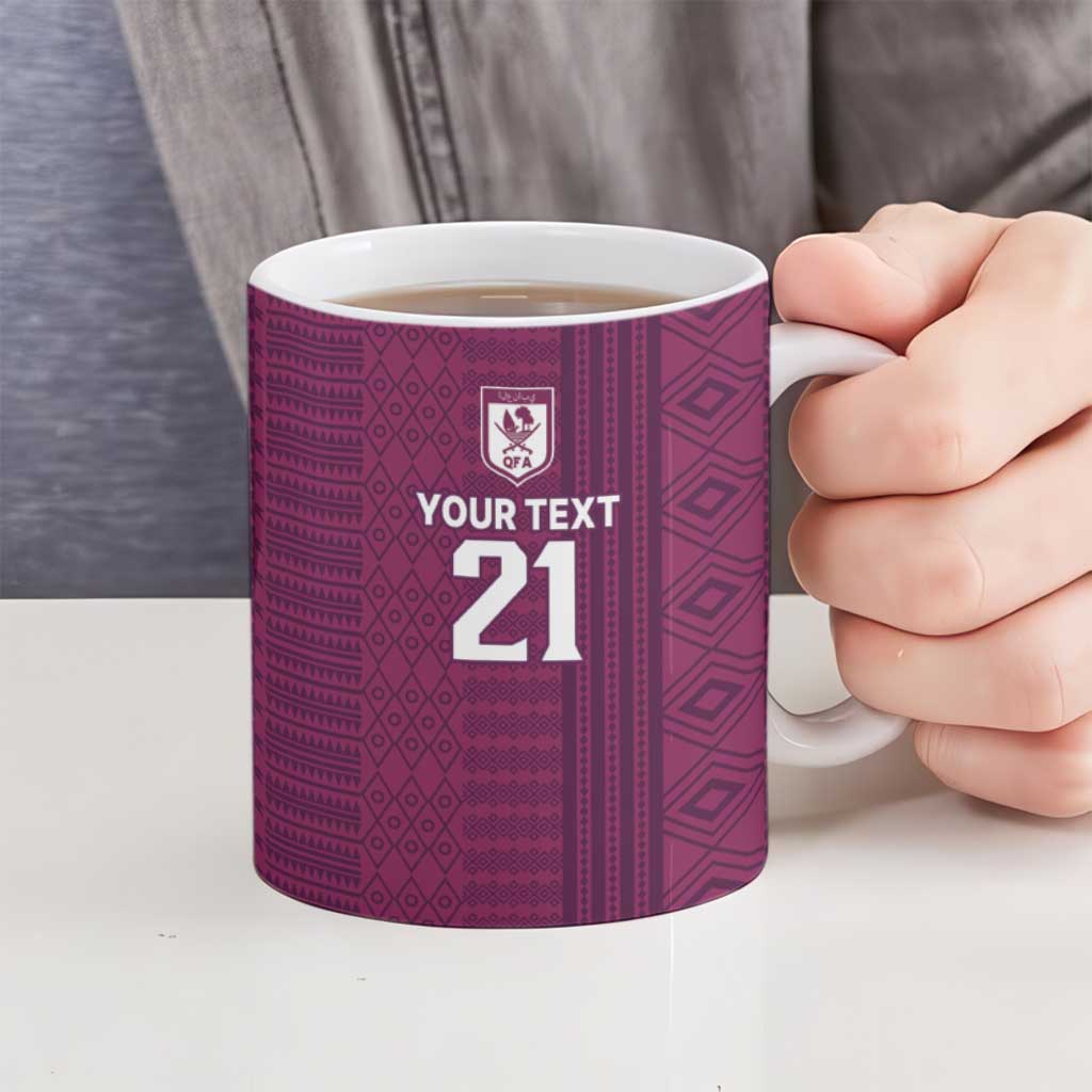 Qatar WC26 Custom Ceramic Mug Funny La'eeb with Arabic Pattern