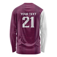 Qatar WC26 Custom Long Sleeve Shirt Funny La'eeb with Arabic Pattern