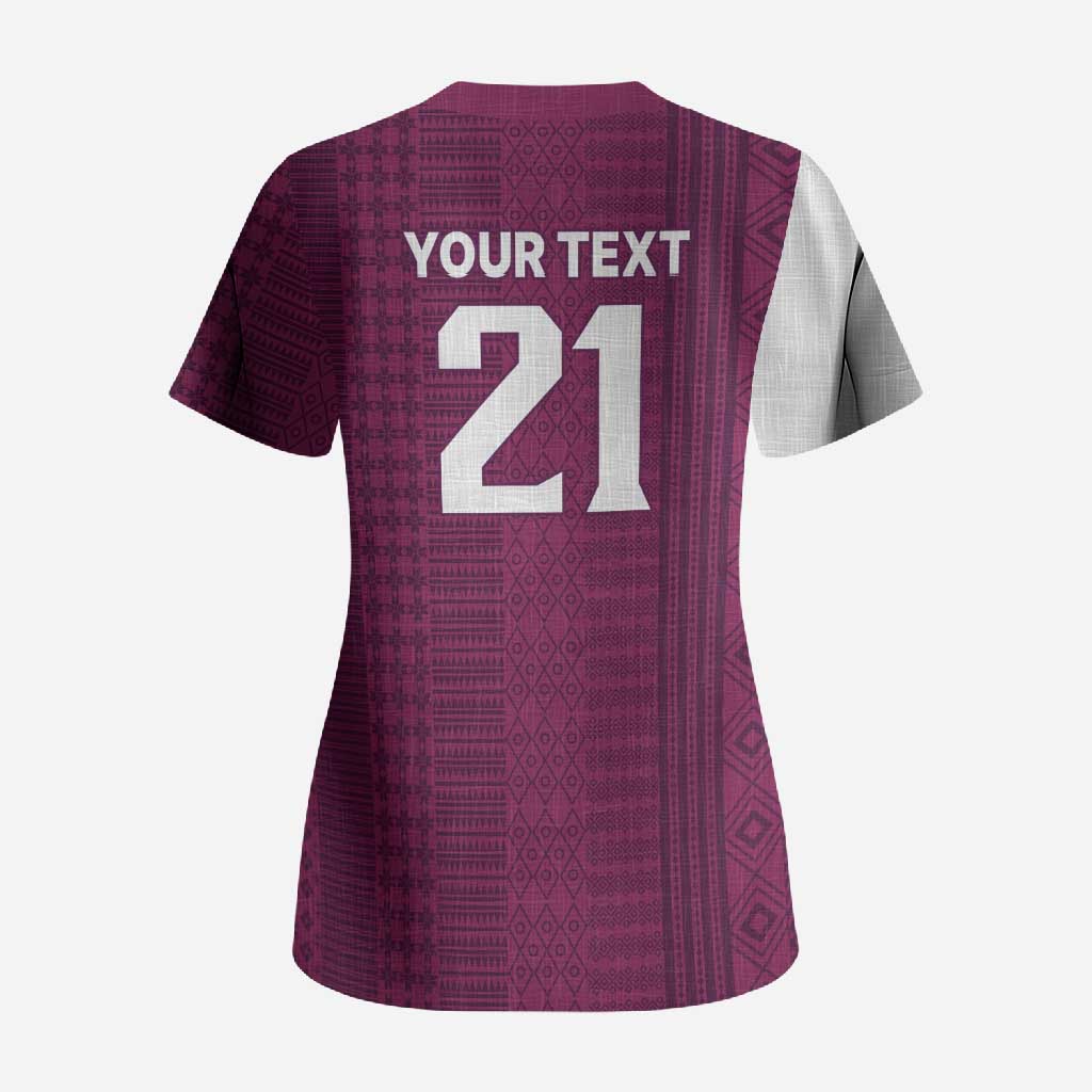 Qatar WC26 Custom Scrub Top Funny La'eeb with Arabic Pattern