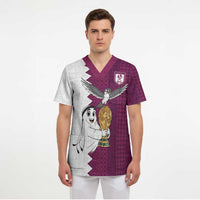 Qatar WC26 Custom Scrub Top Funny La'eeb with Arabic Pattern