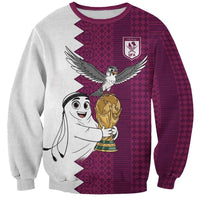 Qatar WC26 Custom Sweatshirt Funny La'eeb with Arabic Pattern