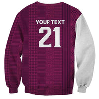 Qatar WC26 Custom Sweatshirt Funny La'eeb with Arabic Pattern