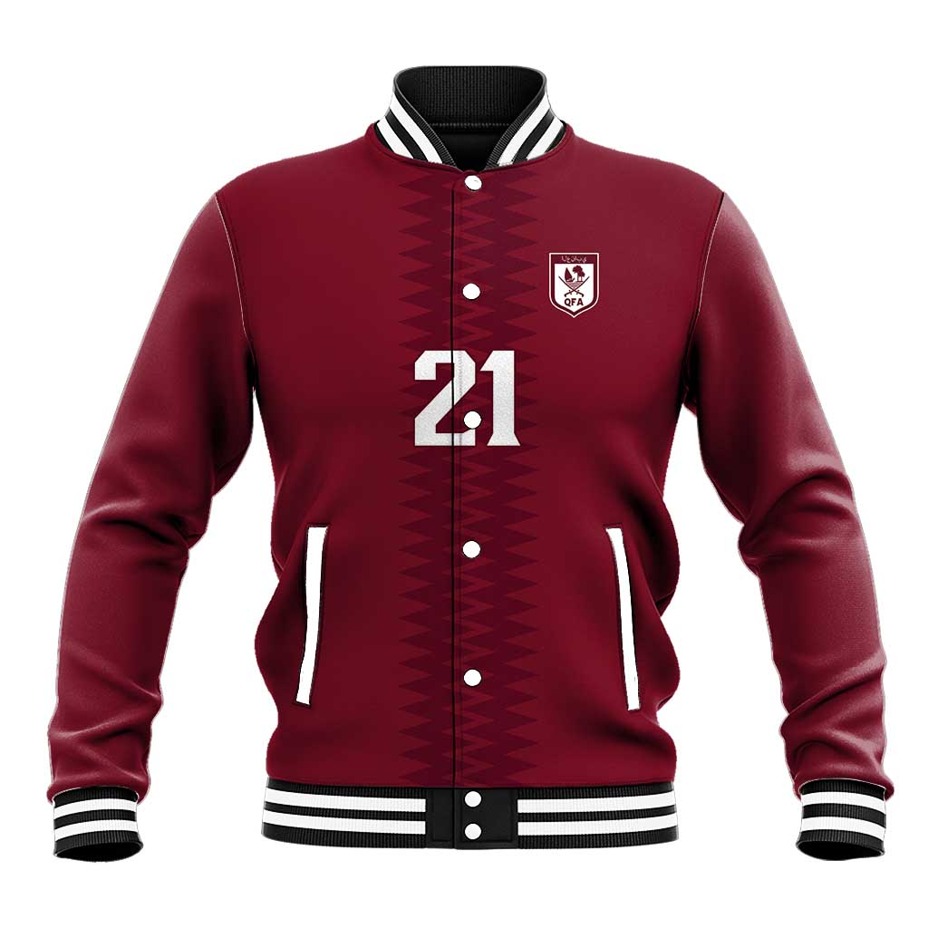Qatar WC26 Custom Baseball Jacket Maroon One Zigzag Pattern