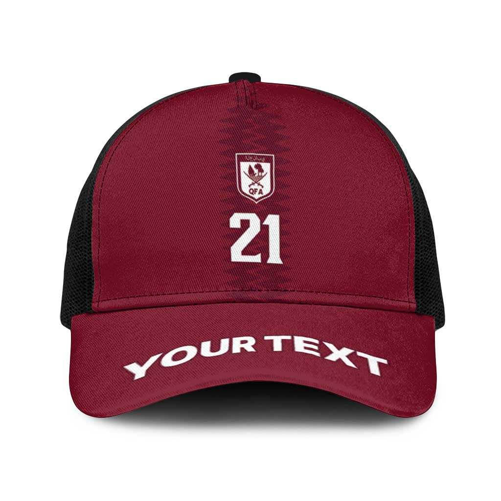 Qatar WC26 Custom Baseball Net Cap Maroon One Zigzag Pattern
