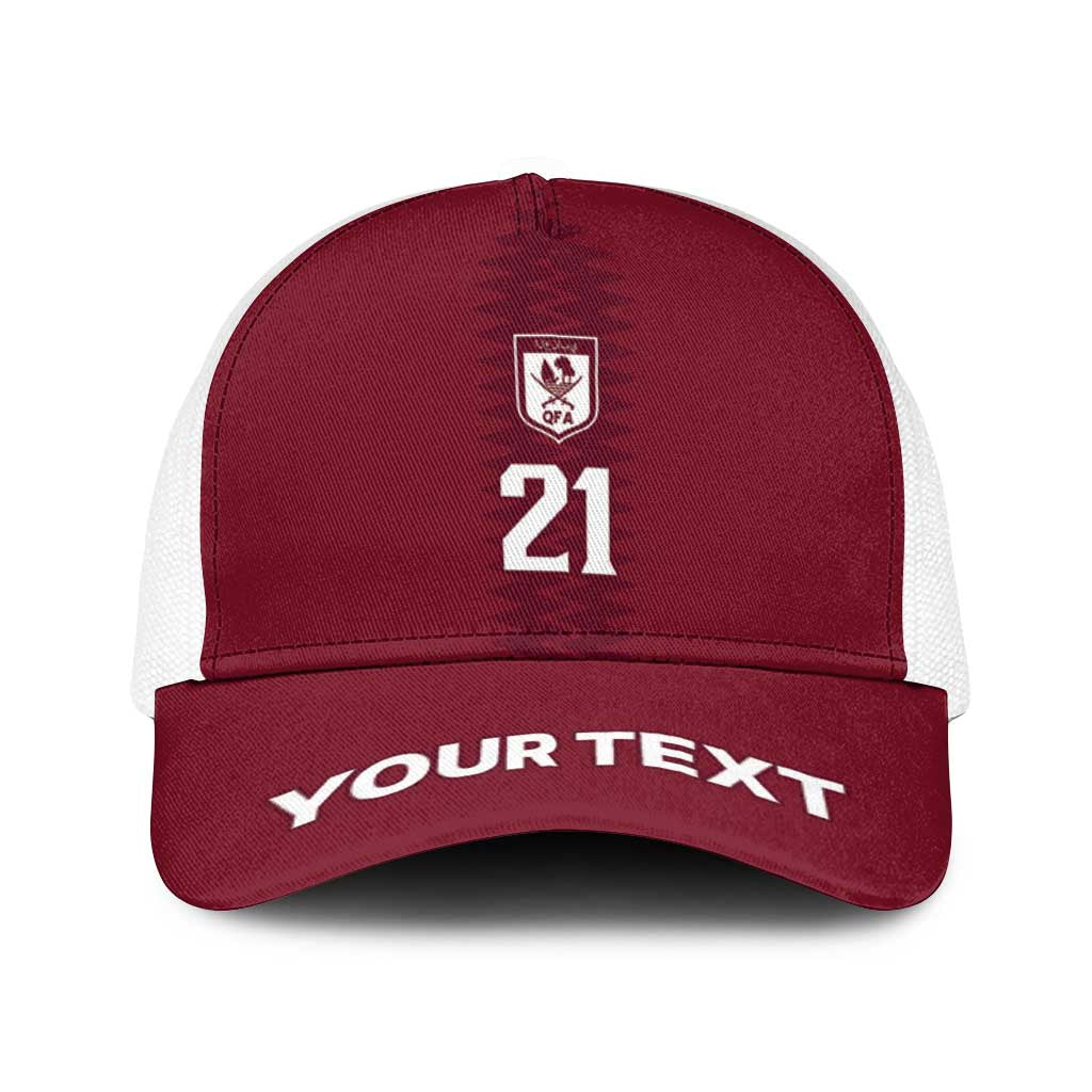 Qatar WC26 Custom Baseball Net Cap Maroon One Zigzag Pattern