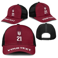 Qatar WC26 Custom Baseball Net Cap Maroon One Zigzag Pattern