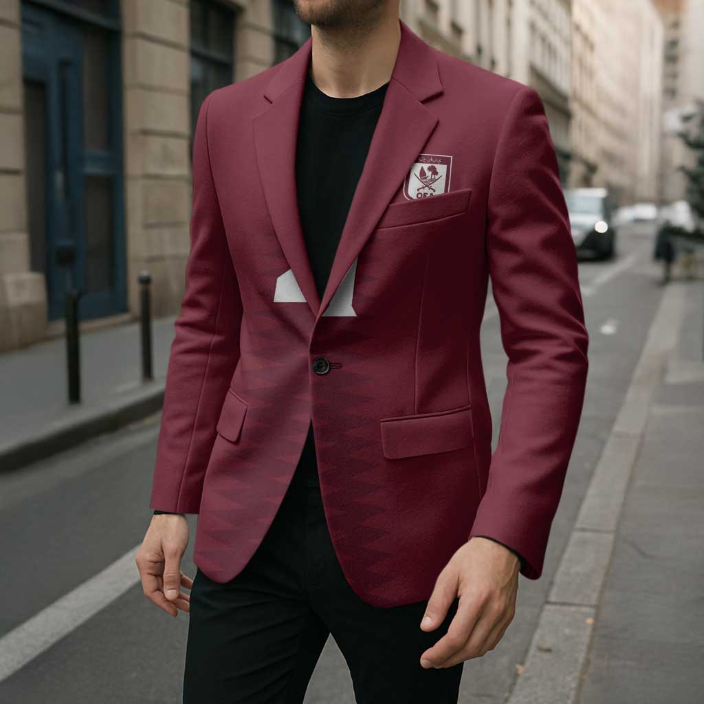 Qatar WC26 Custom Blazer Maroon One Zigzag Pattern