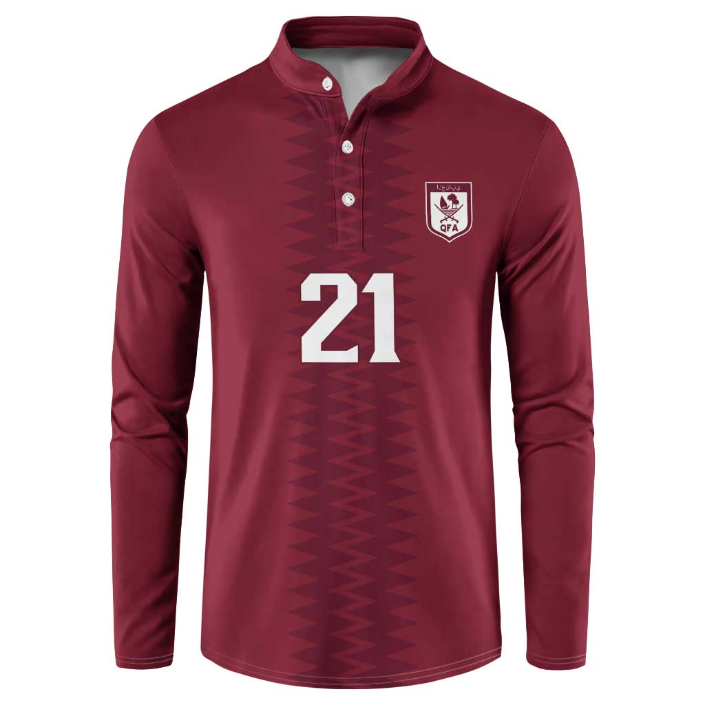 Qatar WC26 Custom Button Sweatshirt Maroon One Zigzag Pattern