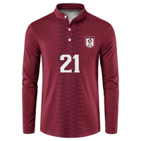 Qatar WC26 Custom Button Sweatshirt Maroon One Zigzag Pattern