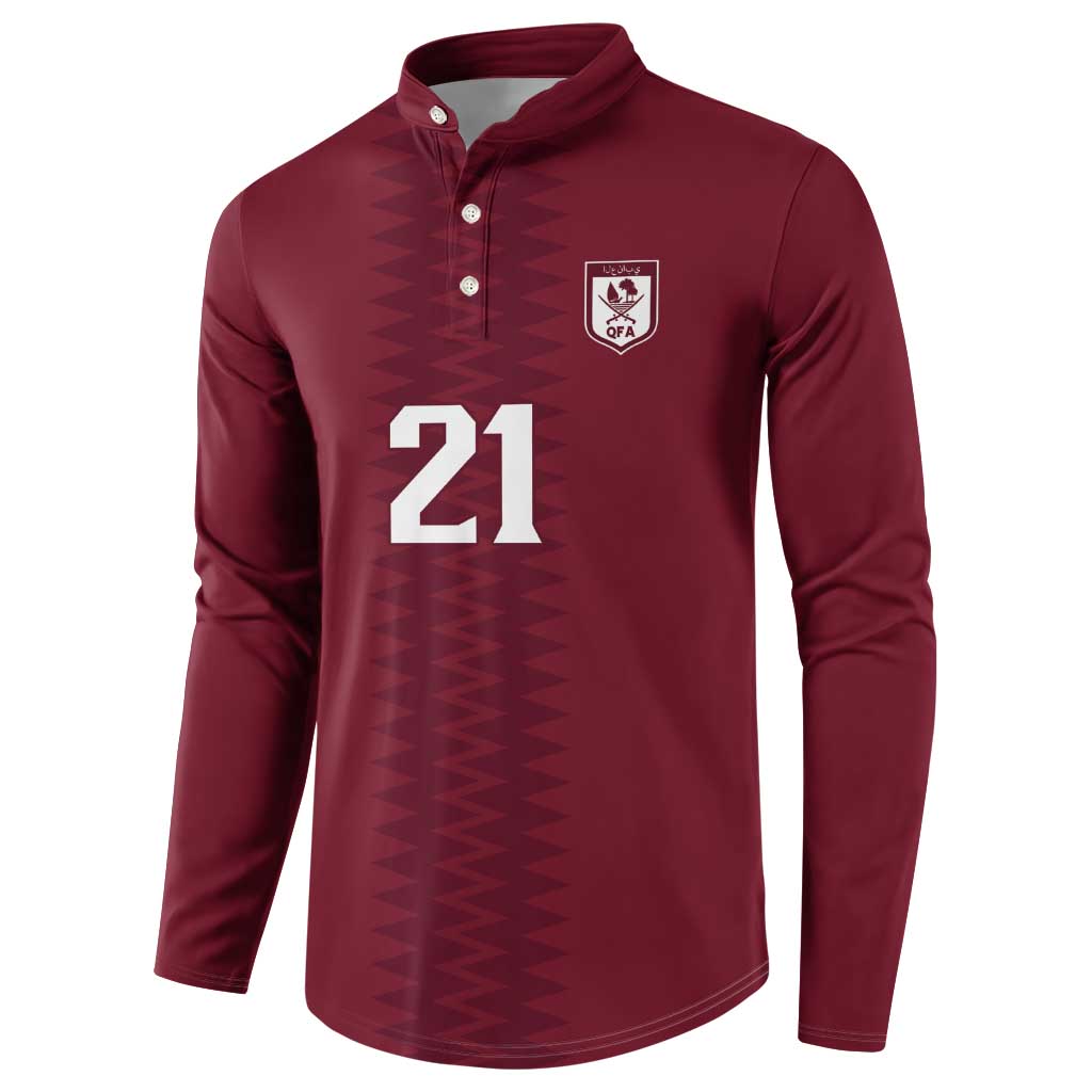 Qatar WC26 Custom Button Sweatshirt Maroon One Zigzag Pattern