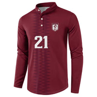 Qatar WC26 Custom Button Sweatshirt Maroon One Zigzag Pattern