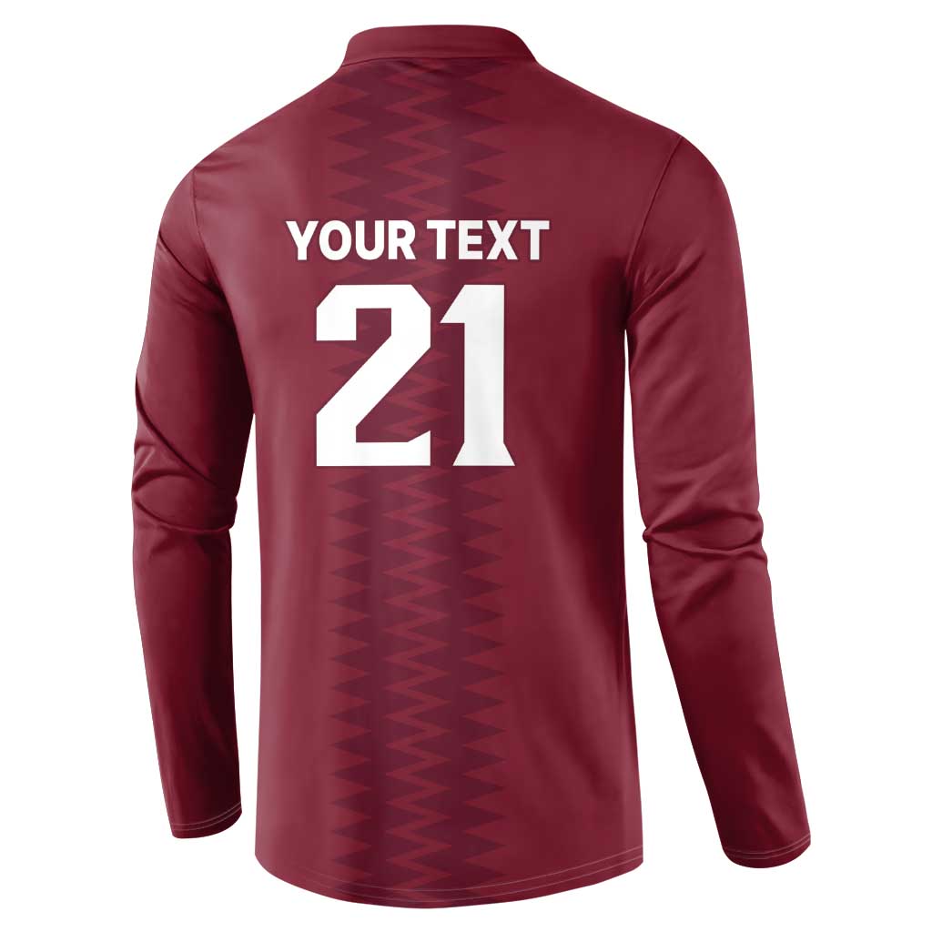Qatar WC26 Custom Button Sweatshirt Maroon One Zigzag Pattern