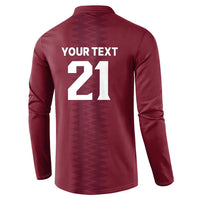 Qatar WC26 Custom Button Sweatshirt Maroon One Zigzag Pattern