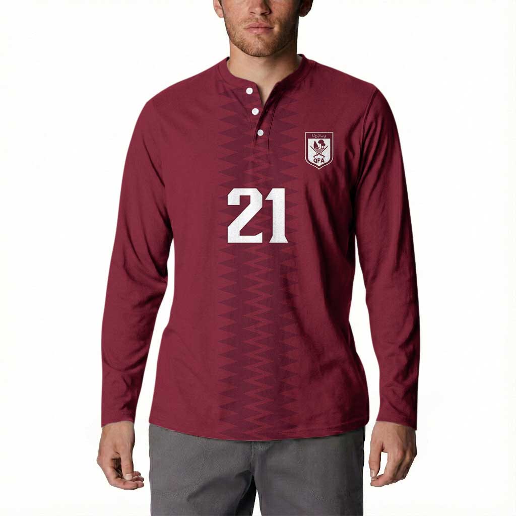 Qatar WC26 Custom Button Sweatshirt Maroon One Zigzag Pattern