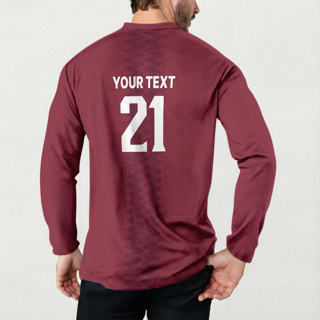 Qatar WC26 Custom Button Sweatshirt Maroon One Zigzag Pattern