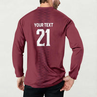 Qatar WC26 Custom Button Sweatshirt Maroon One Zigzag Pattern
