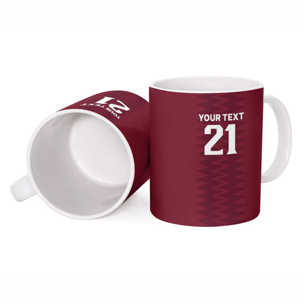 Qatar WC26 Custom Ceramic Mug Maroon One Zigzag Pattern