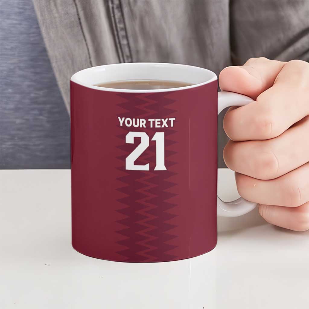 Qatar WC26 Custom Ceramic Mug Maroon One Zigzag Pattern