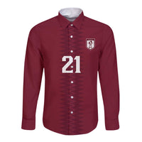 Qatar WC26 Custom Long Sleeve Button Shirt Maroon One Zigzag Pattern