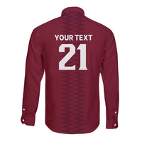 Qatar WC26 Custom Long Sleeve Button Shirt Maroon One Zigzag Pattern