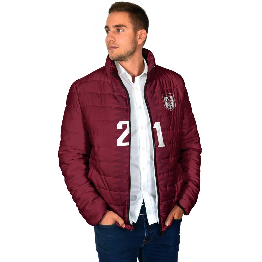 Qatar WC26 Custom Padded Jacket Maroon One Zigzag Pattern