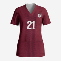 Qatar WC26 Custom Scrub Top Maroon One Zigzag Pattern