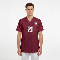 Qatar WC26 Custom Scrub Top Maroon One Zigzag Pattern