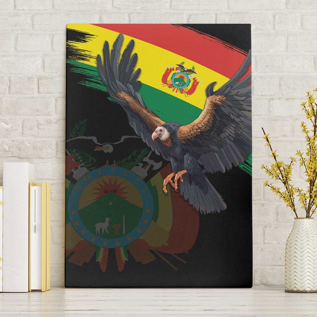 Bolivia Andean Condor Canvas Wall Art Grunge Flag Motif