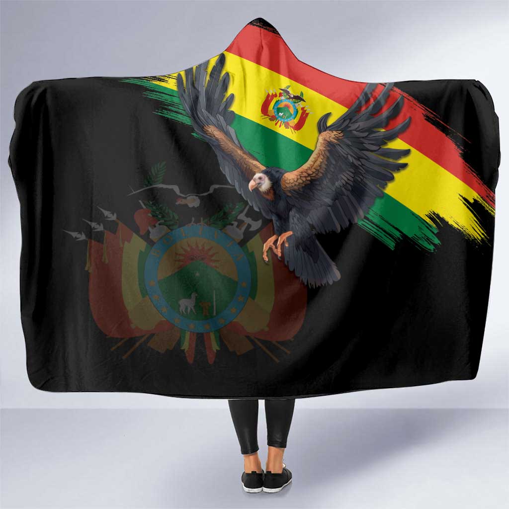 Bolivia Andean Condor Hooded Blanket Grunge Flag Motif