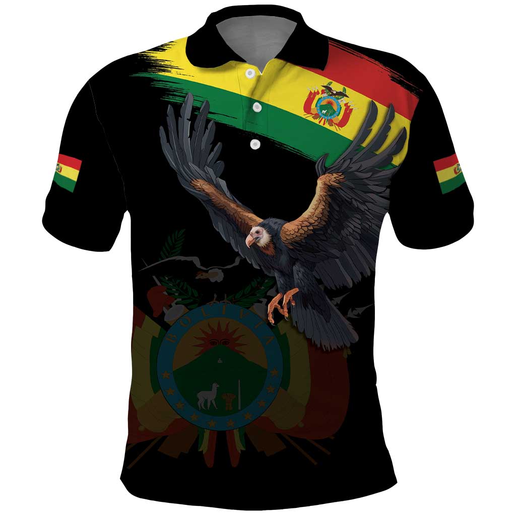 Bolivia Andean Condor Polo Shirt Grunge Flag Motif