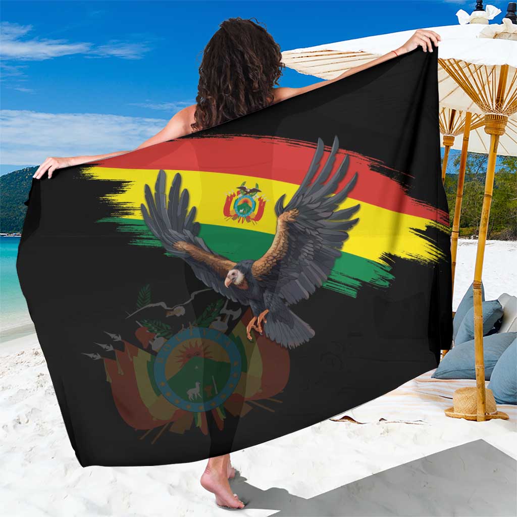 Black sarong with Bolivia flag colors and large condor print