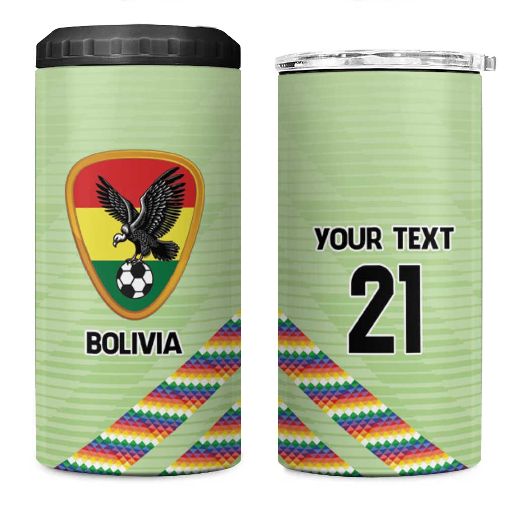 Bolivia Football Custom 4 in 1 Can Cooler Tumbler Wiphala Flag Pattern Spirit