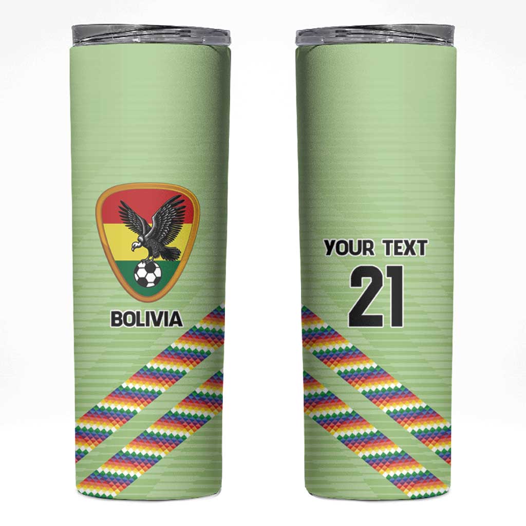 Bolivia Football Custom Skinny Tumbler Wiphala Flag Pattern Spirit