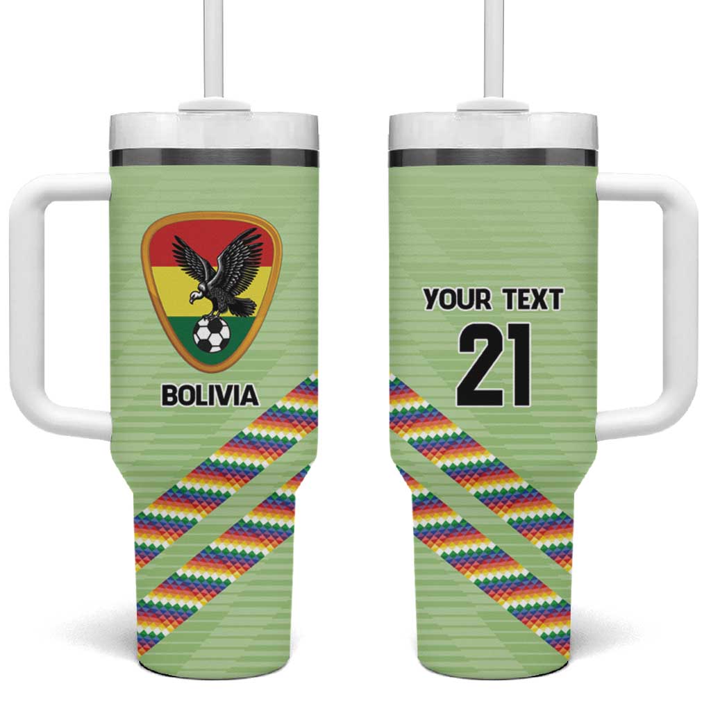 Bolivia Football Custom Tumbler With Handle Wiphala Flag Pattern Spirit