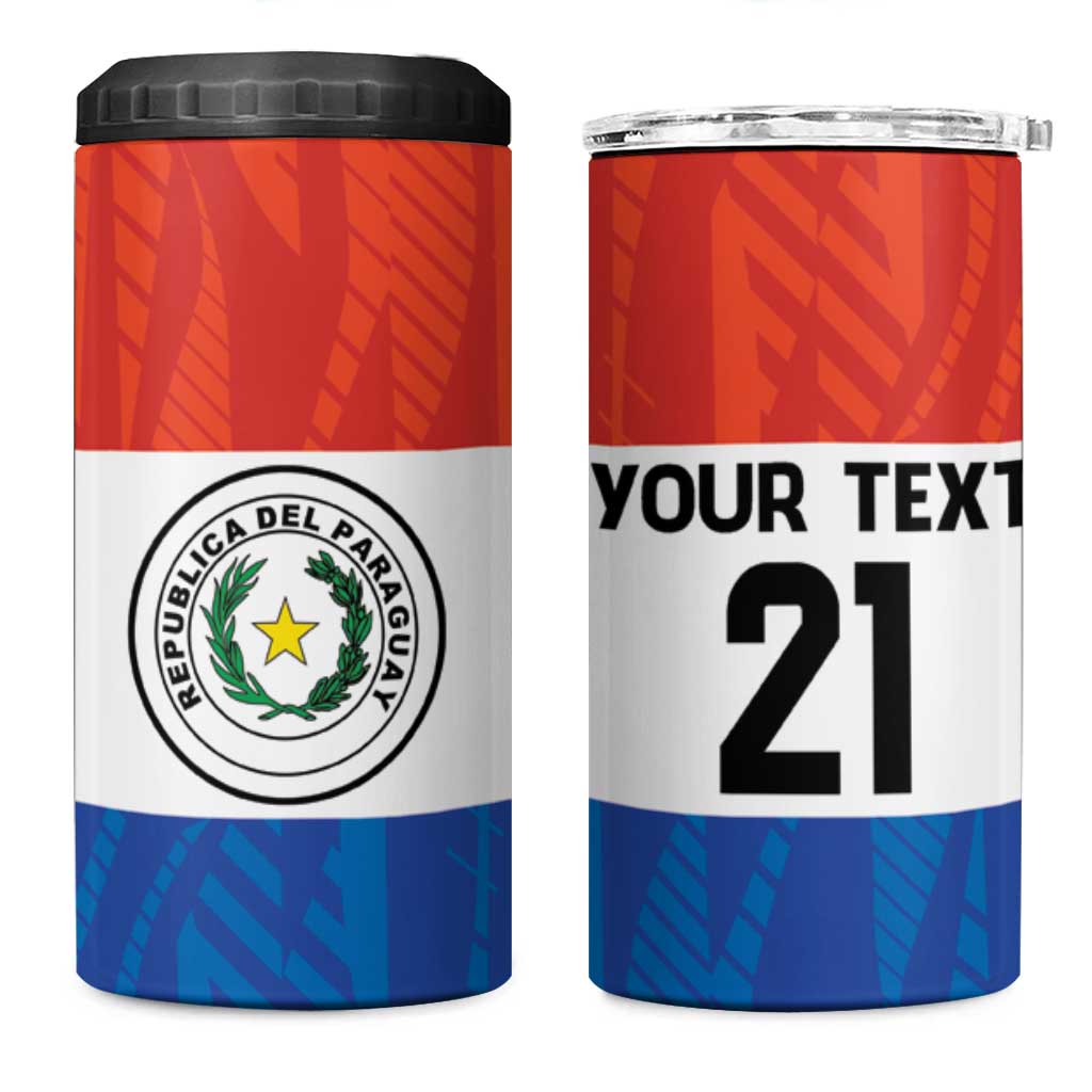 Paraguay Football Custom 4 in 1 Can Cooler Tumbler Come On Albirroja with Flag Style