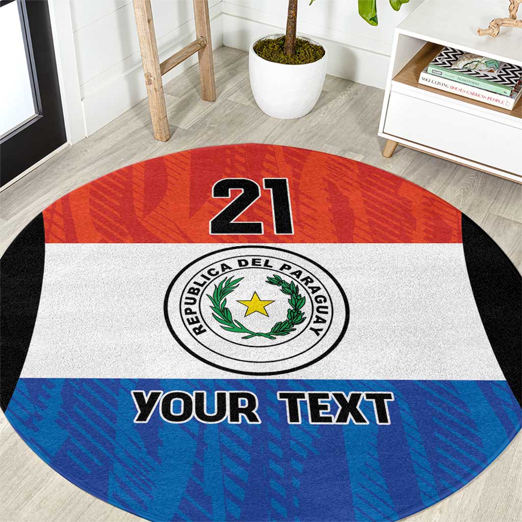 Paraguay Football Custom Round Carpet Come On Albirroja with Flag Style